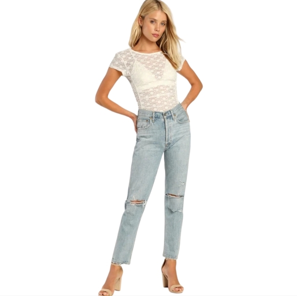 NWOT Free People Keep It Simple Ivory Sheer Lace Cap Sleep Top Size XS - Picture 4 of 8